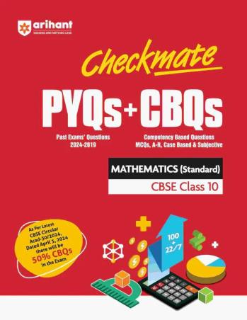 Book cover number 1 for Checkmate PYQs + CBQs Mathematics (Standard) CBSE Class 10 written by Rakesh Pandey, Nitika Bisla published by Arihant Prakashan