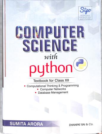 Book cover number 1 for Computer Science With Python Textbook For Class 12 (With Practical Book) 2025 Edition written by Sumita Arora published by Dhanpat Rai & Co. (Pvt.) Ltd.