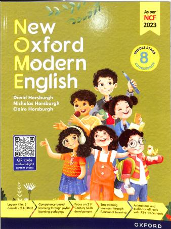 Book cover number 1 for New Oxford Modern English Coursebook Middle Stage Class 8 (NCF 2023) written by David Horsburgh, Claire Horsburgh, Nicholas Horsburgh published by Oxford University Press