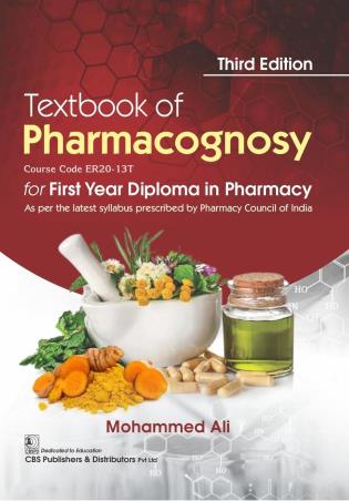 Book cover number 1 for Textbook Of Pharmacognosy For First Year Diploma In Pharmacy written by Mohammed Ali published by CBS Publishers & Distributors Pvt. Ltd.