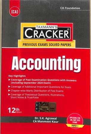 Book cover number 1 for Taxmann's CRACKER Accounting (Paper-1) written by Manmeet Kaur, S. K. Agarwal published by Taxmann Publications Pvt. Ltd.