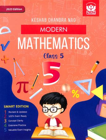 Book cover number 1 for Modern Mathematics Class 5 (2025 Edition) written by K. C. Nag published by Nag Publishing House