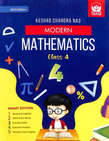 Book cover number 1 for Modern Mathematics Class 4 (2025 Edition) written by K. C. Nag published by Nag Publishing House