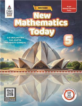 Book cover number 1 for Revised New Mathematics Today 5 (ICSE) NEP 2020 written by O. P. Malhotra, S. K. Gupta, Anubhuti Gangal published by S. Chand Publishing