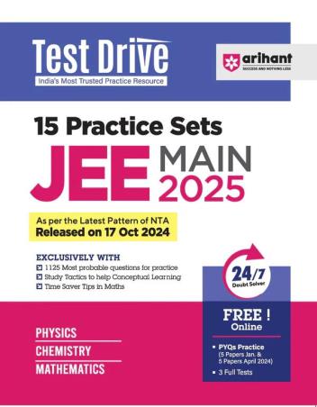 Book cover number 1 for Test Drive 15 Practice Sets JEE Main 2025 written by Rahul Kumar, Pooja Yadav, Anurag Choudhary published by Arihant Prakashan