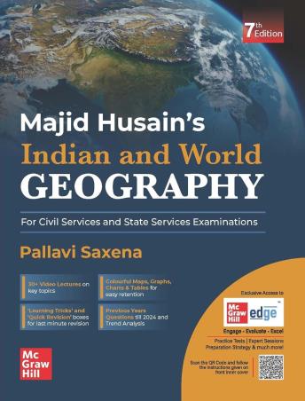Book cover number 1 for Indian And World Geography written by Majid Husain, Pallavi Saxena published by McGraw Hill Education Private Limited