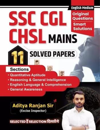 Book cover number 1 for SSC CGL CHSL Mains 11 Solved Papers (English Medium) written by Aditya Ranjan published by R. G. Publication