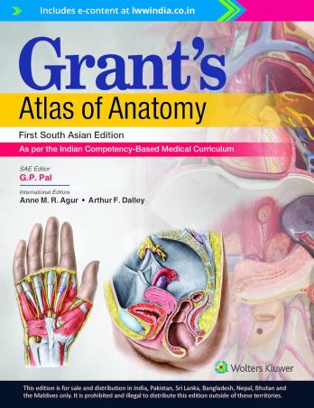 Book cover number 1 for Grant’s Atlas Of Anatomy written by Arthur F. Dalley, Anne M. R. Agur, G. P. Pal published by Wolters Kluwer