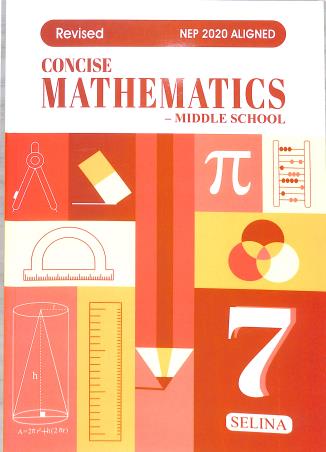 Book cover number 1 for Concise Mathematics Middle School 7 ICSE (Revised) NEP 2020 written by R. K. Bansal published by Selina Publishers