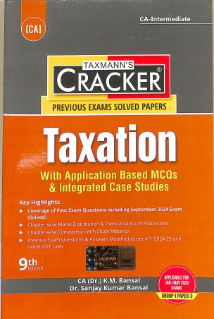 Book cover number 1 for Taxmann's Cracker Previous Exams Solved Papers Taxation Group 1 Paper 3 written by K. M. Bansal, Sanjay Kumar Bansal published by Taxmann Publications Pvt. Ltd.