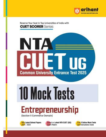 Book cover number 1 for NTA CUET UG 10 Mock Tests Entrepreneurship (2025) written by Maria Rashid published by Arihant Publications (India) Limited