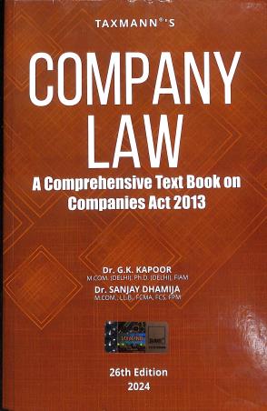 Book cover number 1 for Taxmanns Company Law (2024) written by G. K. Kapoor, Sanjay Dhamija published by Taxmann Publications Pvt. Ltd.