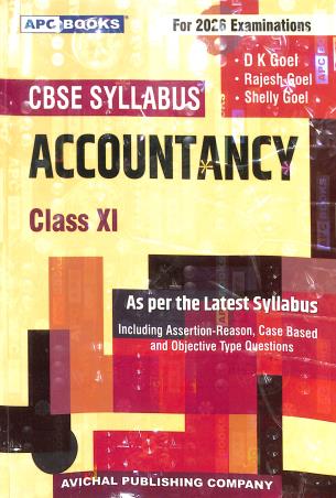 Book cover number 1 for APC Accountancy Class 11 CBSE (2026 Examination) written by D. K. Goel, Rajesh Goel, Shelly Goel published by Avichal Publishing Company