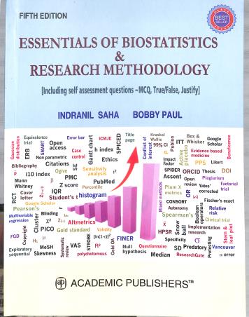 Book cover number 1 for Essentials Of Biostatistics & Research Methodology written by Indranil Saha, Bobby Paul published by Academic Publishers