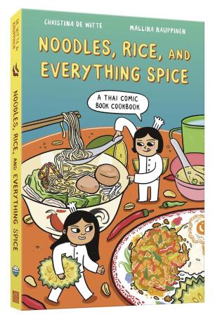 Book cover number 1 for Noodles, Rice, And Everything Spice : A Thai Comic Book Cookbook written by Christina De Witte, Mallika Kauppinen published by Ten Speed Press