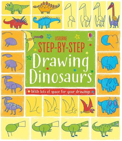 Book cover number 1 for Step-By-Step Drawing Dinosaurs written by Fiona Watt published by Usborne