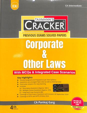 Book cover number 1 for Taxmann's Cracker Corporate & Other Laws written by Pankaj Garg published by Taxmann Publications Pvt. Ltd.
