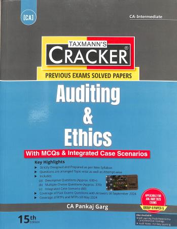 Book cover number 1 for Taxmann's Cracker Auditing & Ethics written by Pankaj Garg published by Taxmann Publications Pvt. Ltd.