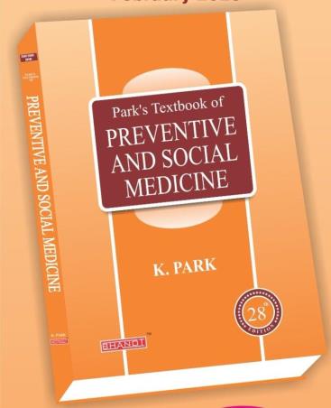 Book cover number 1 for Park's Textbook Of Preventive And Social Medicine written by K. Park published by Banarsidas Bhanot Publishers