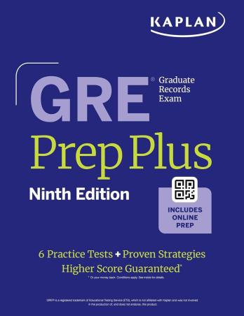 Book cover number 1 for GRE Prep Plus 2025 written by NA published by Kaplan Publishing