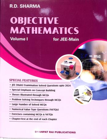 Book cover number 1 for Objective Mathematics Volume 1 & 2 written by R. D. Sharma published by Dhanpat Rai Publications (P) Ltd.