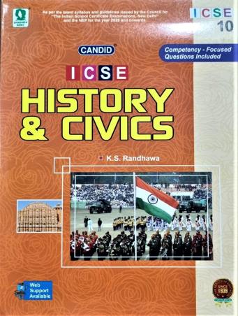 Book cover number 1 for Candid ICSE History & Civics 10 (2026) written by K. S. Randhawa published by Evergreen Publications (India) Ltd.