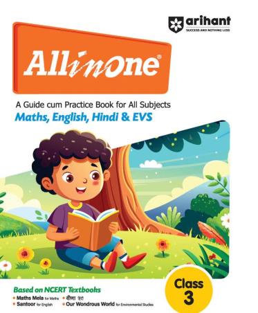 Book cover number 1 for All In One A Guide Cum Practice Book For All Subjects Maths, English, Hindi & Evs Class 3 written by Parneet Kaur, Nazma Ansari, Pawan Gurjesh published by Arihant Prakashan
