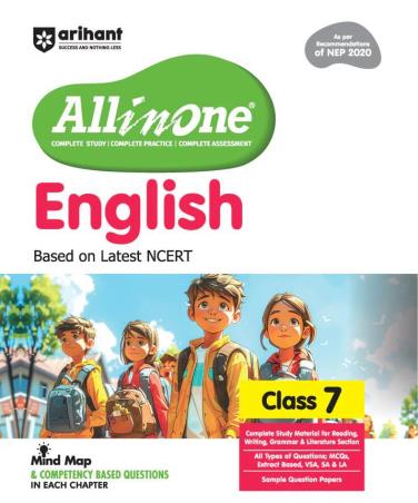 Book cover number 1 for All In One English Based On Latest NCERT Class 7 (NEP 2020) written by Srishti Agarwal published by Arihant Prakashan