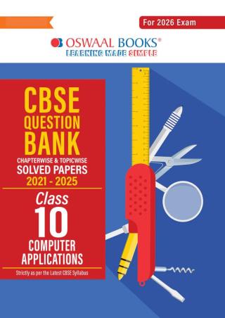 Book cover number 1 for Oswaal CBSE Question Bank (2021 - 2025) Class 10 Computer Application (2026 Exam) written by NA published by Oswaal Books
