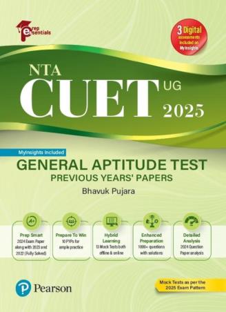 Book cover number 1 for NTA CUET (UG) 2025 General Aptitude Test Previous Years' Papers written by Bhavuk Pujara published by Pearson Education