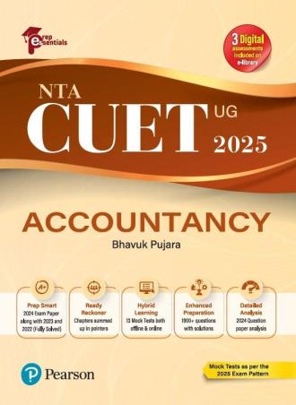 Book cover number 1 for NTA CUET (UG) 2025 Accountancy written by Bhavuk Pujara published by Pearson Education