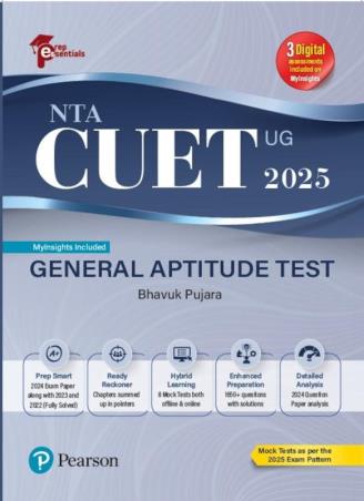 Book cover number 1 for NTA CUET (UG) 2025 General Aptitude Test written by Bhavuk Pujara published by Pearson Education