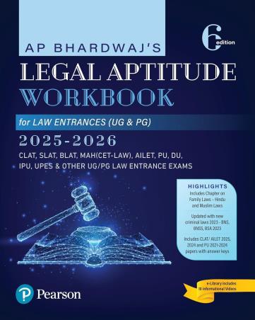 Book cover number 1 for Legal Aptitude Workbook For Law Entrances (UG & PG) 2025-26 written by A. P. Bhardwaj published by Pearson Education