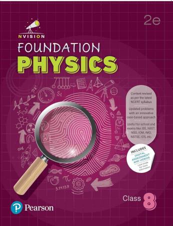 Book cover number 1 for Nvision Foundation Physics Class 8 (2025) written by Charry Yadav, Harshit Goyal published by Pearson Education