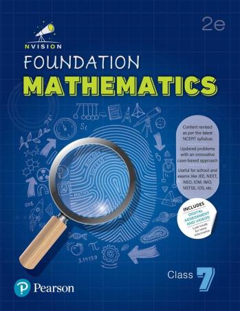 Book cover number 1 for Nvision Foundation Mathematics Class 7 (2025) written by Prashant Jain, Aditi Vyas published by Pearson Education