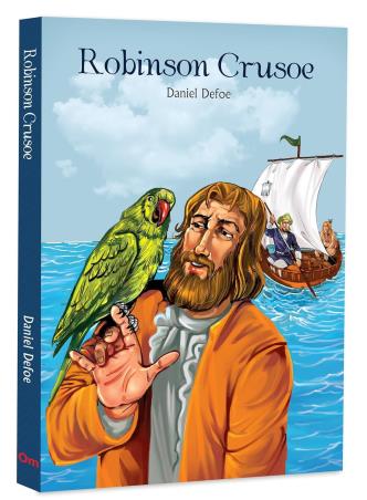 Book cover number 1 for Robinson Crusoe written by Daniel Defoe published by Om Books