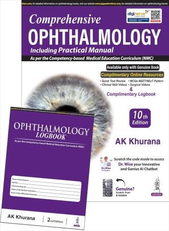 Book cover number 1 for Comprehensive Ophthalmology Including Practical Manual written by A. K. Khurana published by Jaypee Brothers Medical Publishers (P) Ltd.