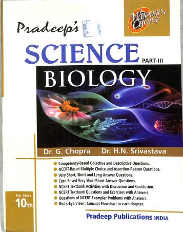 Book cover number 1 for Pradeep's Science Part 3 : Biology Class 10 CBSE (2025-2026) written by NA published by Pradeep Publications