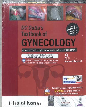 Book cover number 1 for DC Dutta’s Textbook Of Gynecology (9th Edition - Revised Reprint) written by Hiralal Konar published by Jaypee Brothers Medical Publishers (P) Ltd.