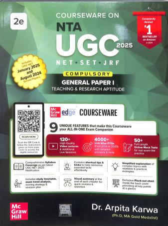 Book cover number 1 for Courseware On NTA UGC 2025 (NET, SET, JRF) Compulsory General Paper 1 (Teaching & Research Aptitude) written by Arpita Karwa published by McGraw Hill Education Private Limited
