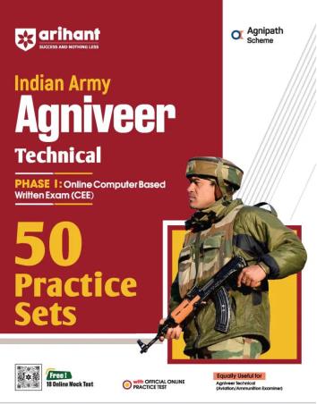 Book cover number 1 for Indian Armny Agniveer Technical Phase 1 Online Computer Based Written Exam (CEE) 50 Practice Sets written by Major R. D. Ahluwalia published by Arihant Publications (India) Limited