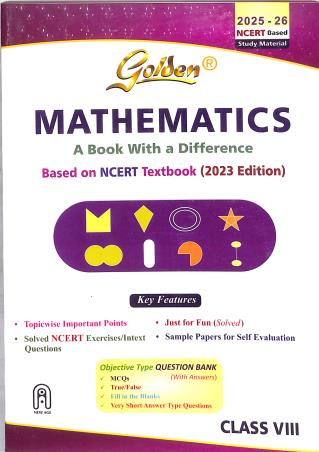 Book cover number 1 for Golden Mathematics Class 8 (A Book With A Difference) CBSE 2025-26 written by Hari Kishan published by New Age International (P) Limited, Publishers