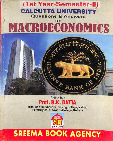 Book cover number 1 for Question & Answers On Macroeconomics (1st Year Semester 2) Calcutta University written by NA published by Sreema Book Agency