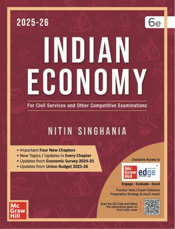 Book cover number 1 for Indian Economy : For Civil Services And Other Competitive Examinations (2025-26) written by Nitin Singhania published by McGraw Hill Education Private Limited