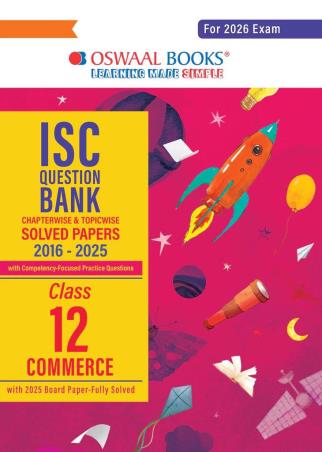 Book cover number 1 for Oswaal ISC Question Bank Solved Papers 2016-2025 Class 12 Commerce (2026 Exam) written by NA published by Oswaal Books