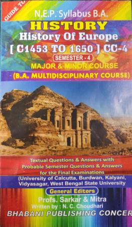 Book cover number 1 for Guide To NEP Syllabus BA History - History Of Europe (C1453 To 1650) CC4 Semester 4 Major & Minor written by NA published by Bhabani Publishing Concern