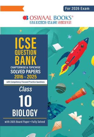 Book cover number 1 for Oswaal ICSE Question Bank Solved Papers 2016-2025 Class 10 Biology (2026 Exam) written by NA published by Oswaal Books