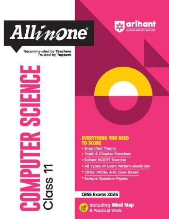 Book cover number 1 for All In One Computer Science Class 11 (CBSE Exams 2026) written by Lalita Kaler published by Arihant Prakashan