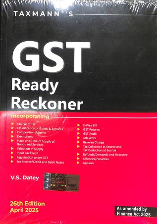 Book cover number 1 for Taxmann's GST Ready Reckoner (April 2025) written by V. S. Datey published by Taxmann Publications Pvt. Ltd.