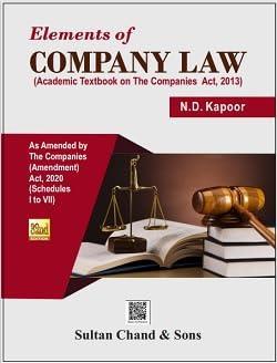 Book cover number 1 for Elements Of Company Law written by N. D. Kapoor published by Sultan Chand & Sons